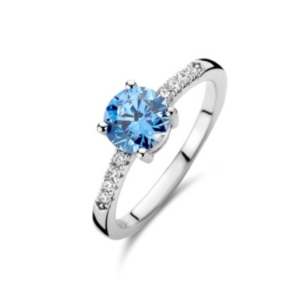 Zilveren ring maat 56 (17.75) met zirkonia blauw