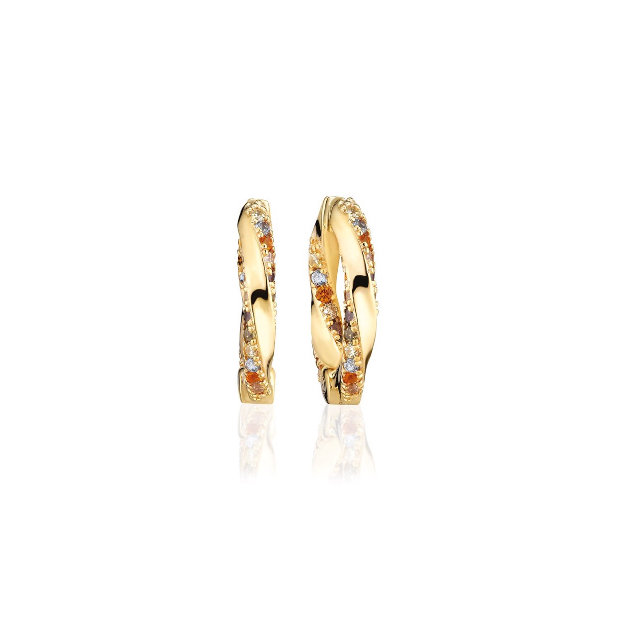EARRINGS FERRARA MEDIO - 18K GOLD PLATED WITH MULTICOLOURED ZIRCONIA
