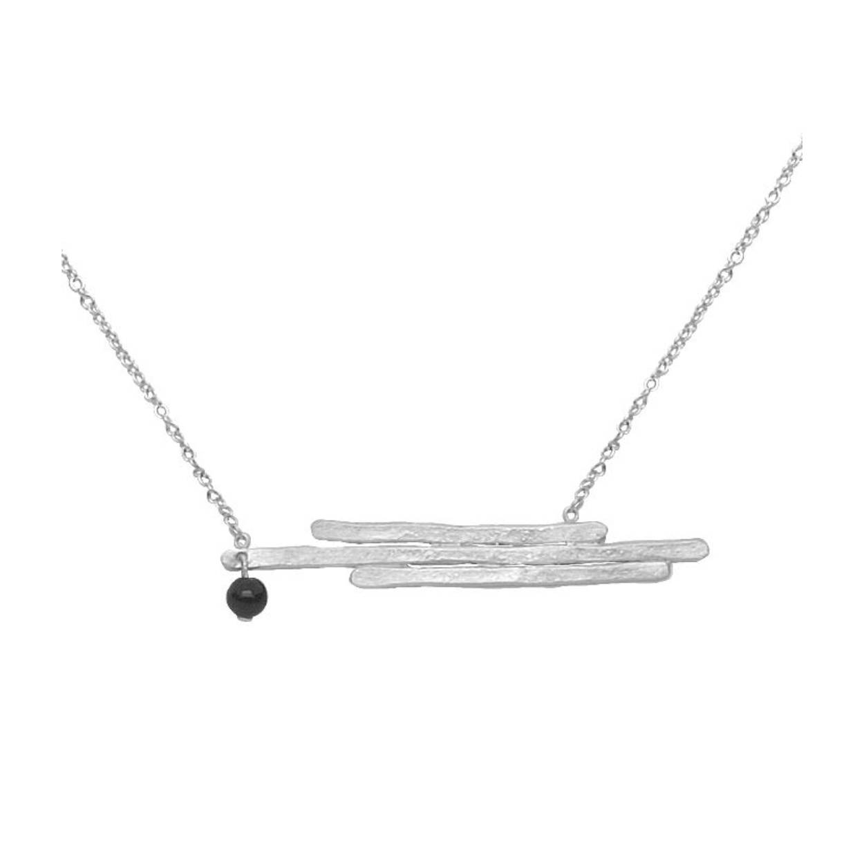 Zilveren ONNO ketting met rhodium