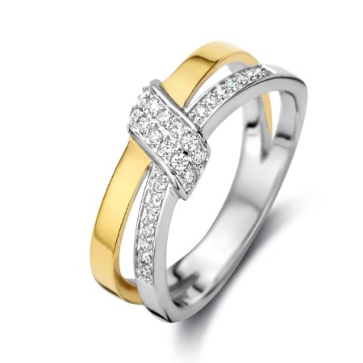 Rosa di luca zilveren ring zirkonia geel verguld mt.56 