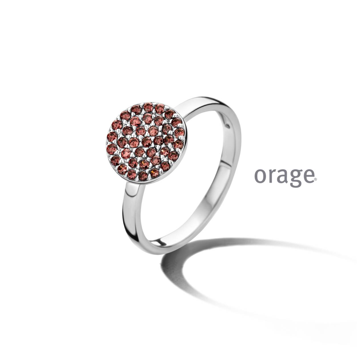 Orage ring dames zilver met fushia steentjes (maat 52-58)