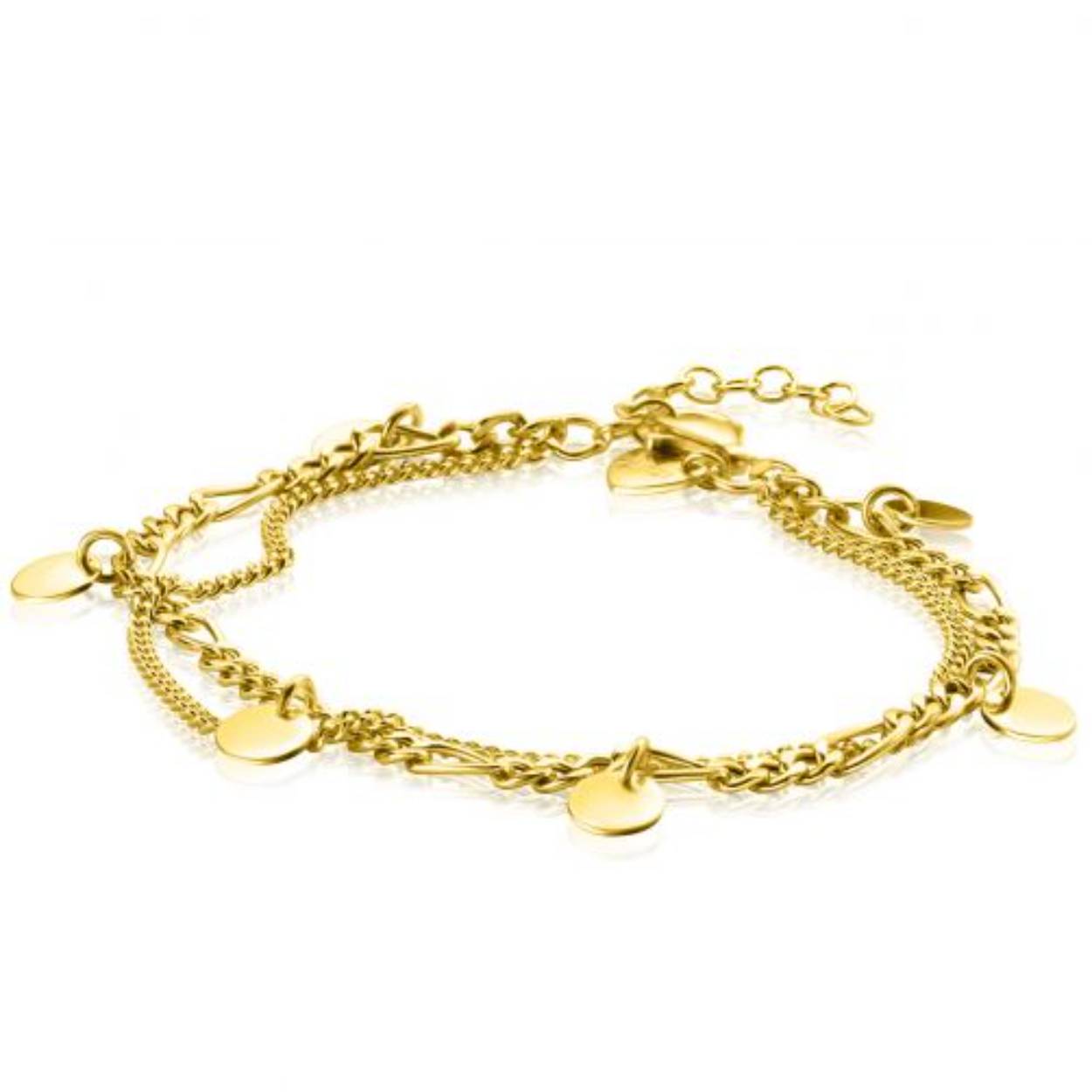 Zinzi zilver vergulde armband 2 rijig