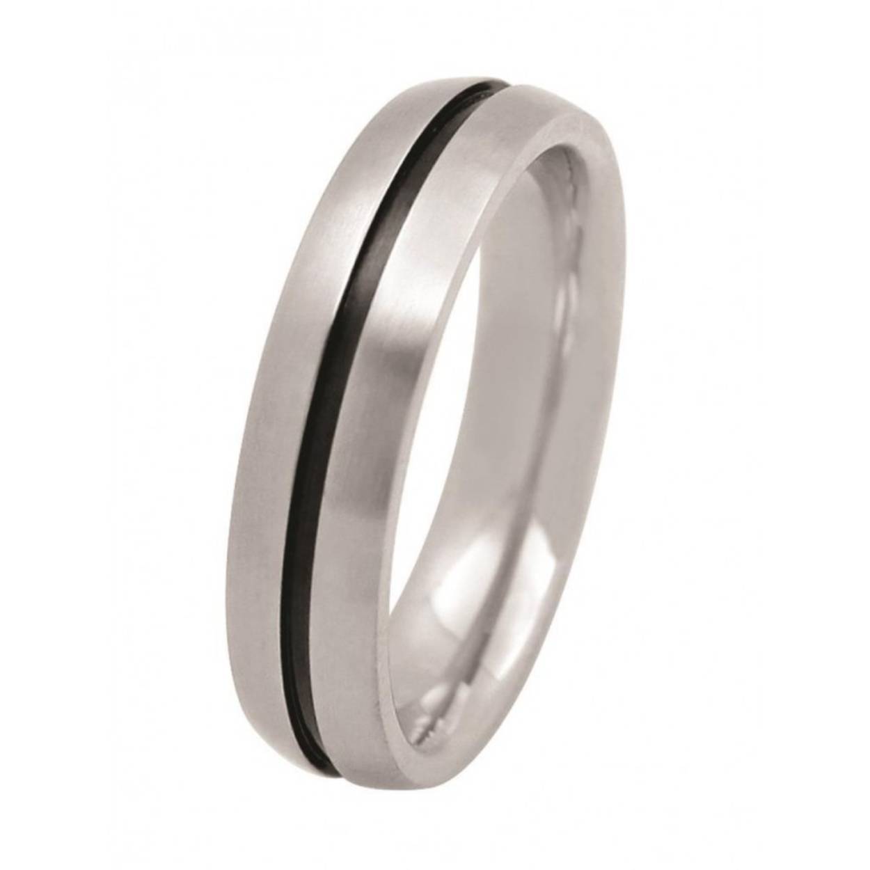 Staal ring mat met zwarte middenbaan 5 mm