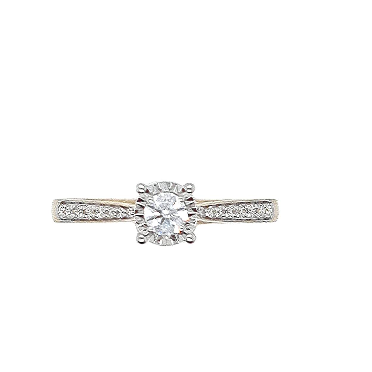 Ring geel goud 18kt met diamanten.