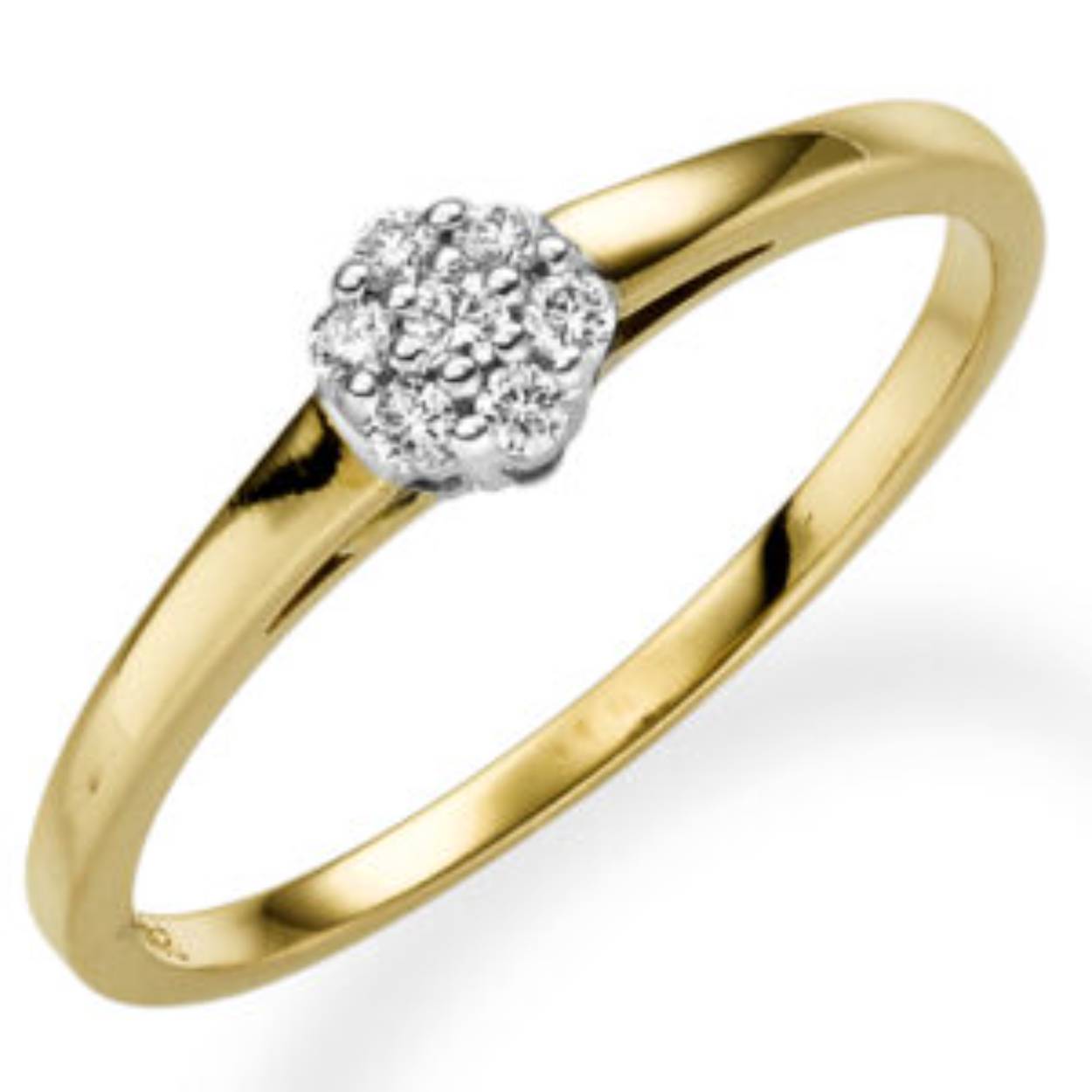 14k gouden diamanten ring met cluster zetting 
