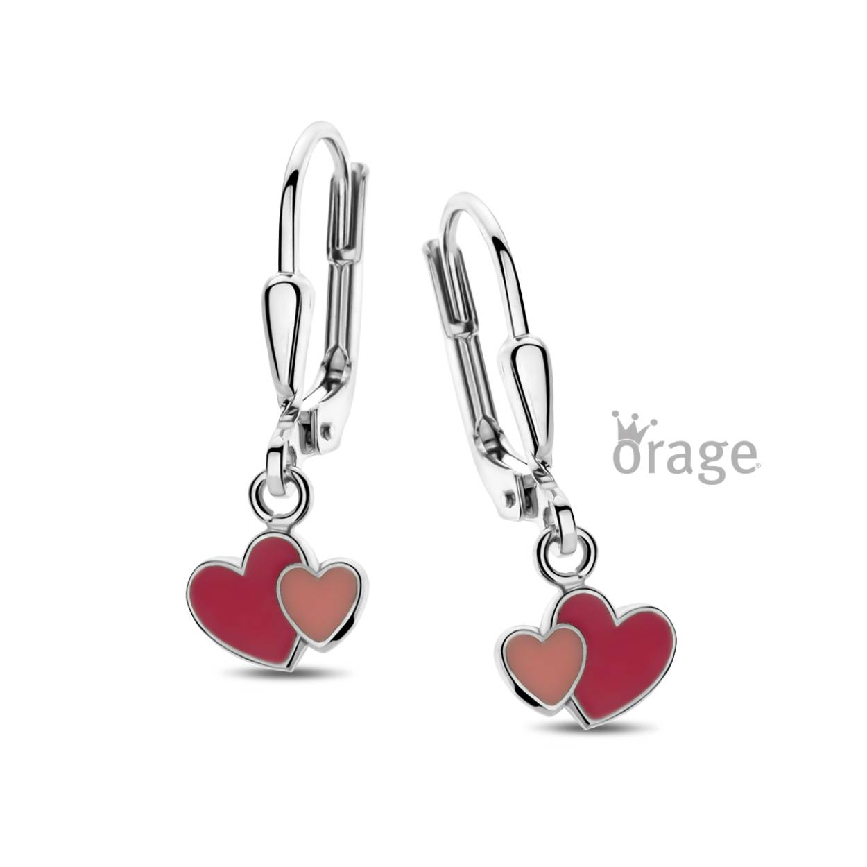 Zilveren oorhangers met 'hartjes' van het merk Orage kids
Ook verkrijgbaar als oorstekers
