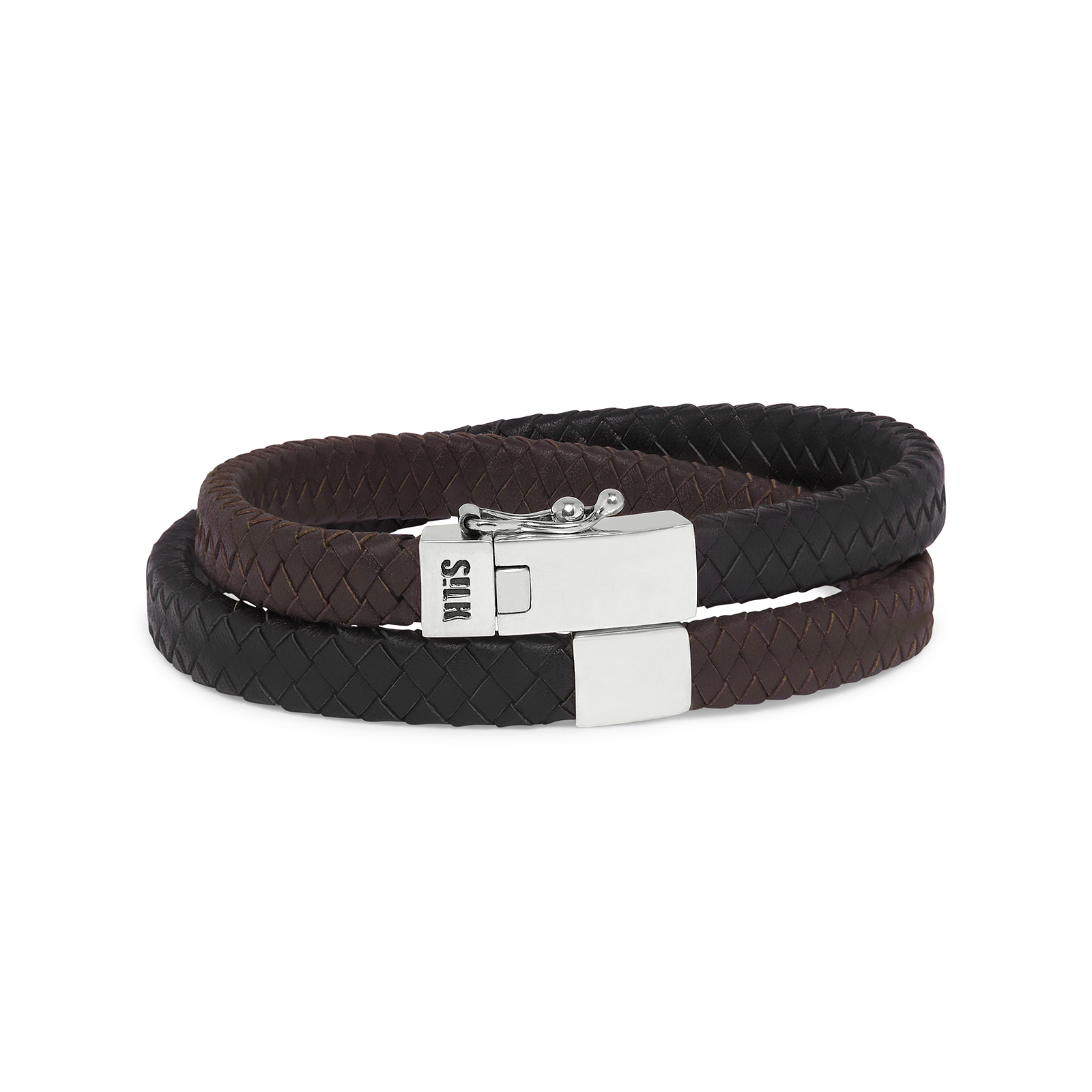 Lederen Silk armband met zilveren sluiting model SLK349 in 19cm