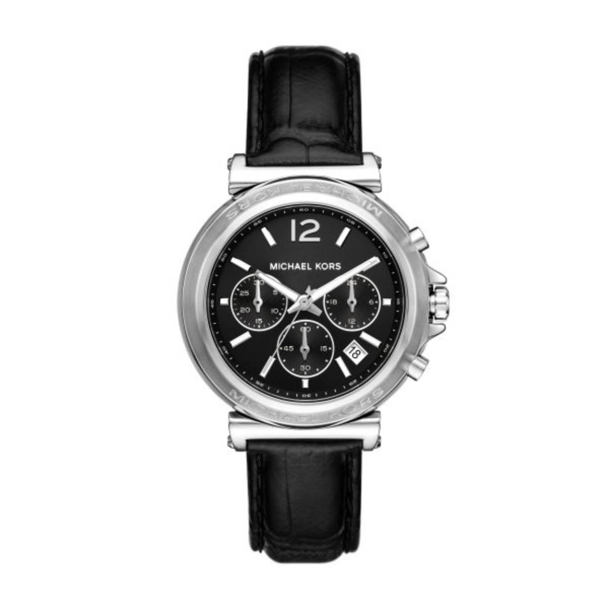 De Michael Kors Maren MK7499 is een stijlvol horloge met een zwarte wijzerplaat, zilverkleurige behuizing, en lederen band. Uitgerust met chronograaf en datumaanduiding, biedt het zowel functionaliteit als elegantie. Dit tijdloze accessoire combineert moderne verfijning met klassiek design, perfect voor elke gelegenheid. Een must-have voor de stijlvolle drager.
