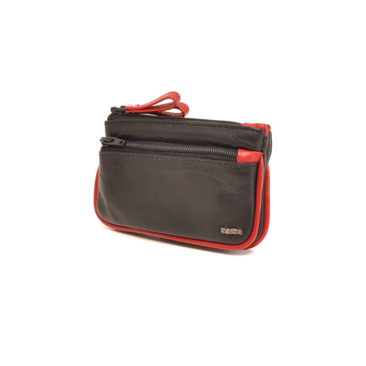 Dit Berba leren sleuteletui heeft een zachte zwart/rood kleurencombinatie en is ideaal voor het opbergen van sleutels. Het etui is voorzien van een handige ritssluiting en is compact genoeg om in een tas of broekzak te dragen. Het is gemaakt van hoogwaardig leer en heeft een luxe uitstraling. Draag het etui aan je sleutelbos of bevestig het aan een tas voor gemakkelijke toegang.