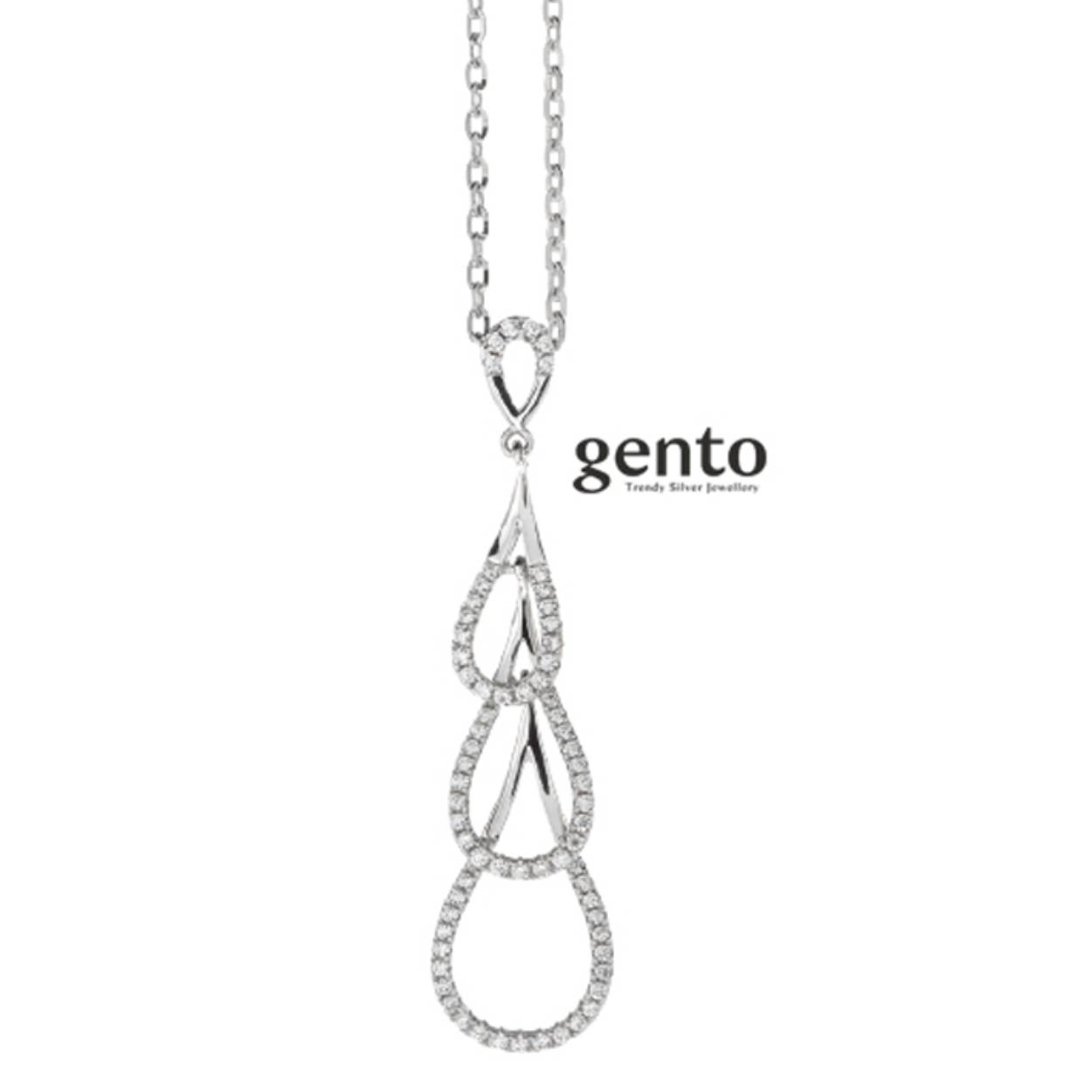 zilveren ketting van Gento Jewels met mooie hanger met zirconium