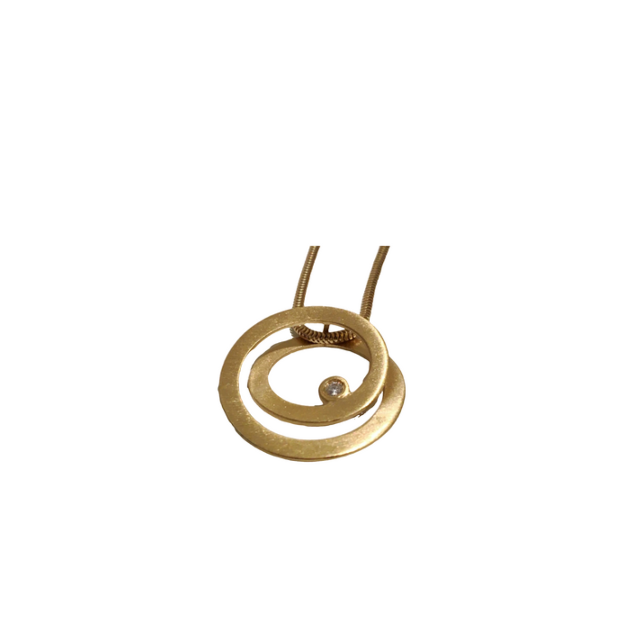 geelgouden hanger spiraal diamant 0,03