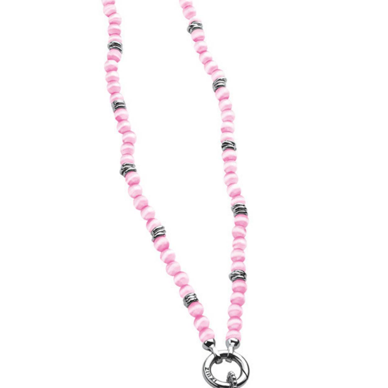 ZINZI ZIC847R COLLIER Roze Cateye met zilveren accenten