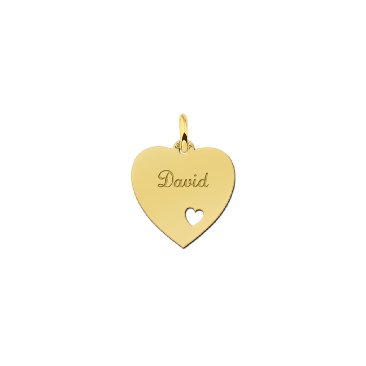 14 karaat geel gouden hart hanger met opengewerkt hart.
Afmeting van deze hanger: 17x17MM

Deze hanger kan u bestellen met naam/woord naar keuze.
U kan bij het afrekenen, bij het kopje opmerkingen vermelden welke naam/woord er op gegraveerd mag worden. (bijvoorbeeld: David)

Bij eventuele andere vragen kan u contact met ons opnemen.

Levertijd ongeveer: 14 dagen.
U word op de hoogte gehouden over het leveringsproces.

Is deze mooie hanger van goud een cadeautje voor jezelf of voor iemand anders? 
Bekijk ons assortiment voor bijpassende sieraden.