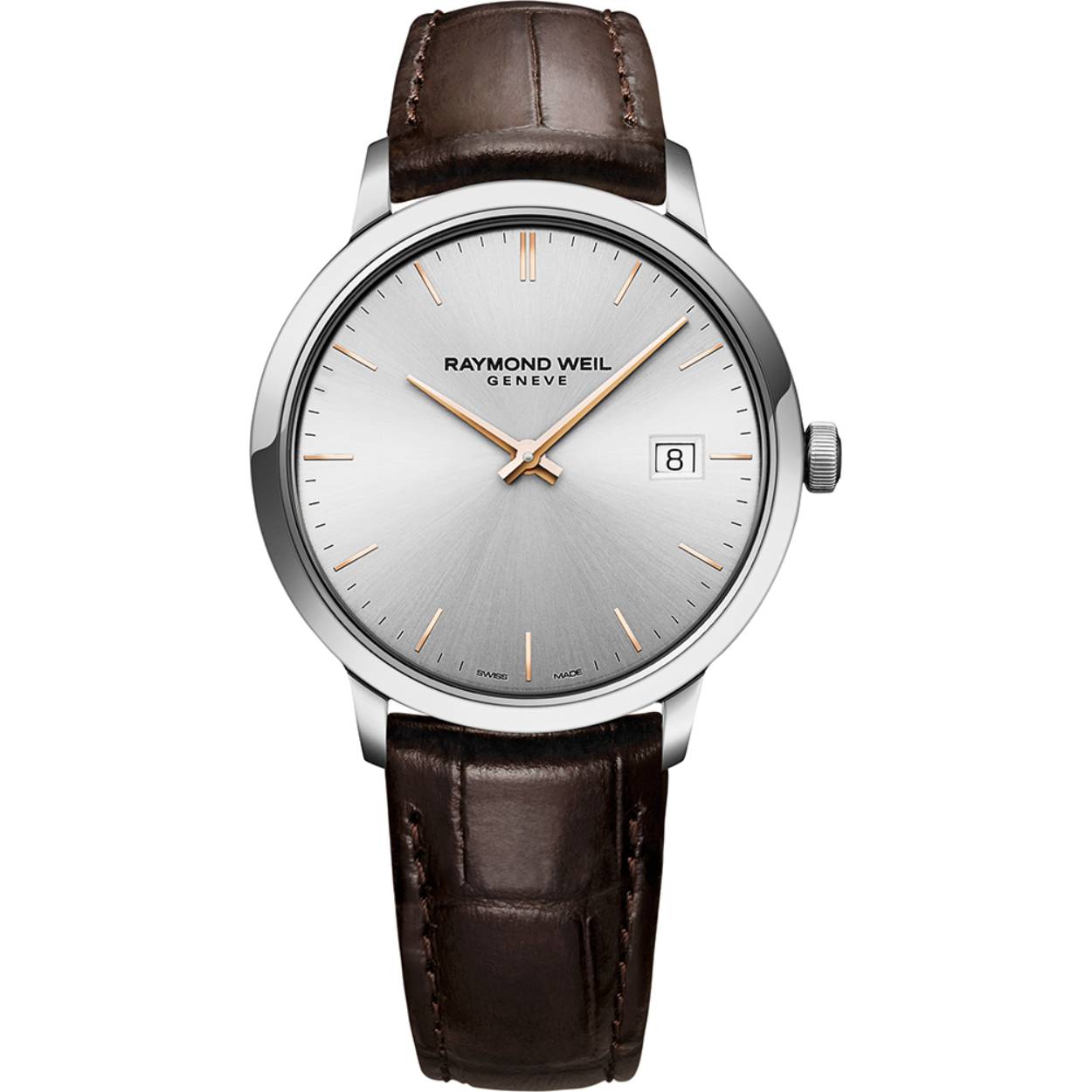 Raymond Weil horloge met lederen band, Toccata grijs/zwart leer