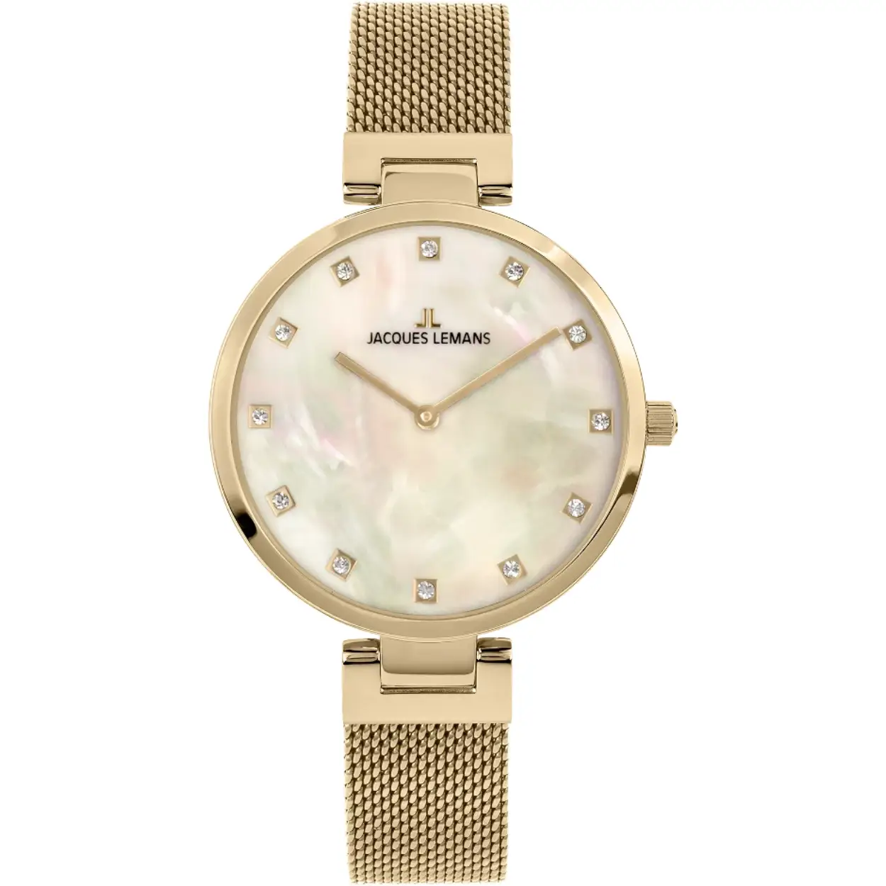 Dit dameshorloge is van het merk JACQUES LEMANS. Het is een horloge met een band gemaakt van Milanees. De diameter van de kast is 36 mm.