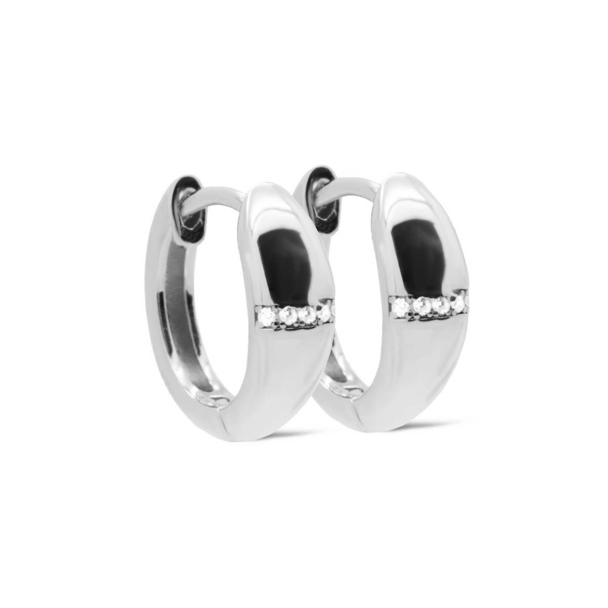 Karma Jewelry Hinged Hoops Zirconia HORIZON 15MM Silver