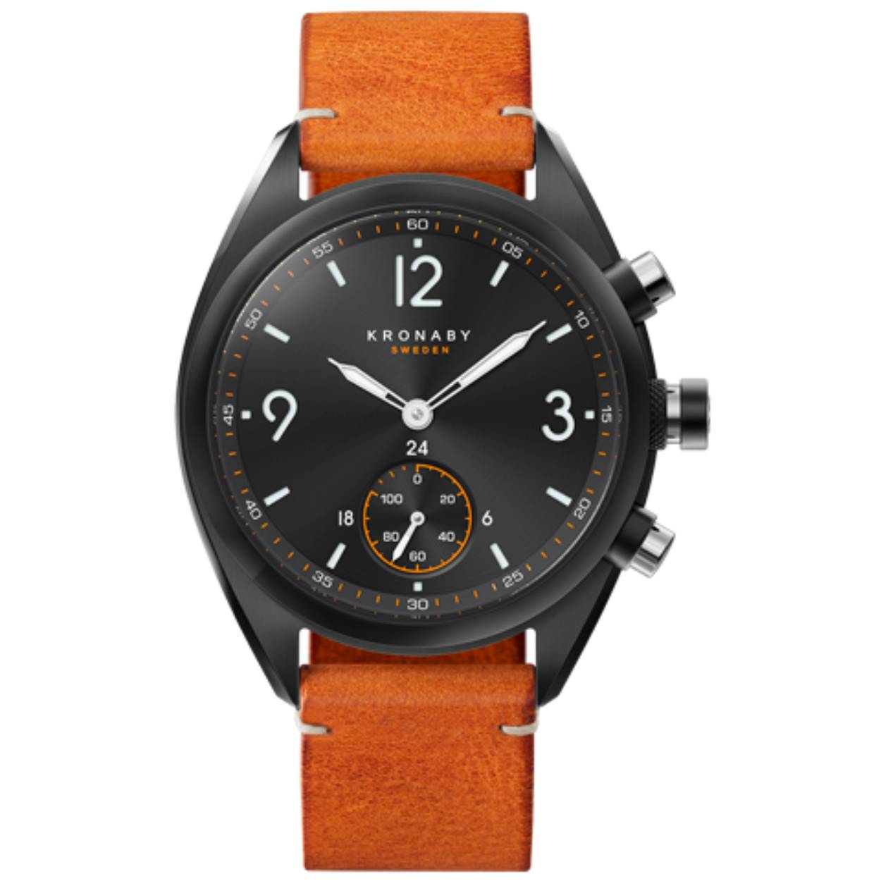 Kronaby Hybrid Smartwatch (ref.S3116/1) unisex uit de Apex-collectie. Met edelstalen kast en saffierglas, voorzien van een bruin leren band.

Kronaby hybride smartwatches hebben een Scandinavische esthetiek die een krachtige technologische component bevat die verbinding met de smartphone mogelijk maakt via de Kronaby-app die compatibel is met iOS 9 en Android 5.0 (of verdere versies).