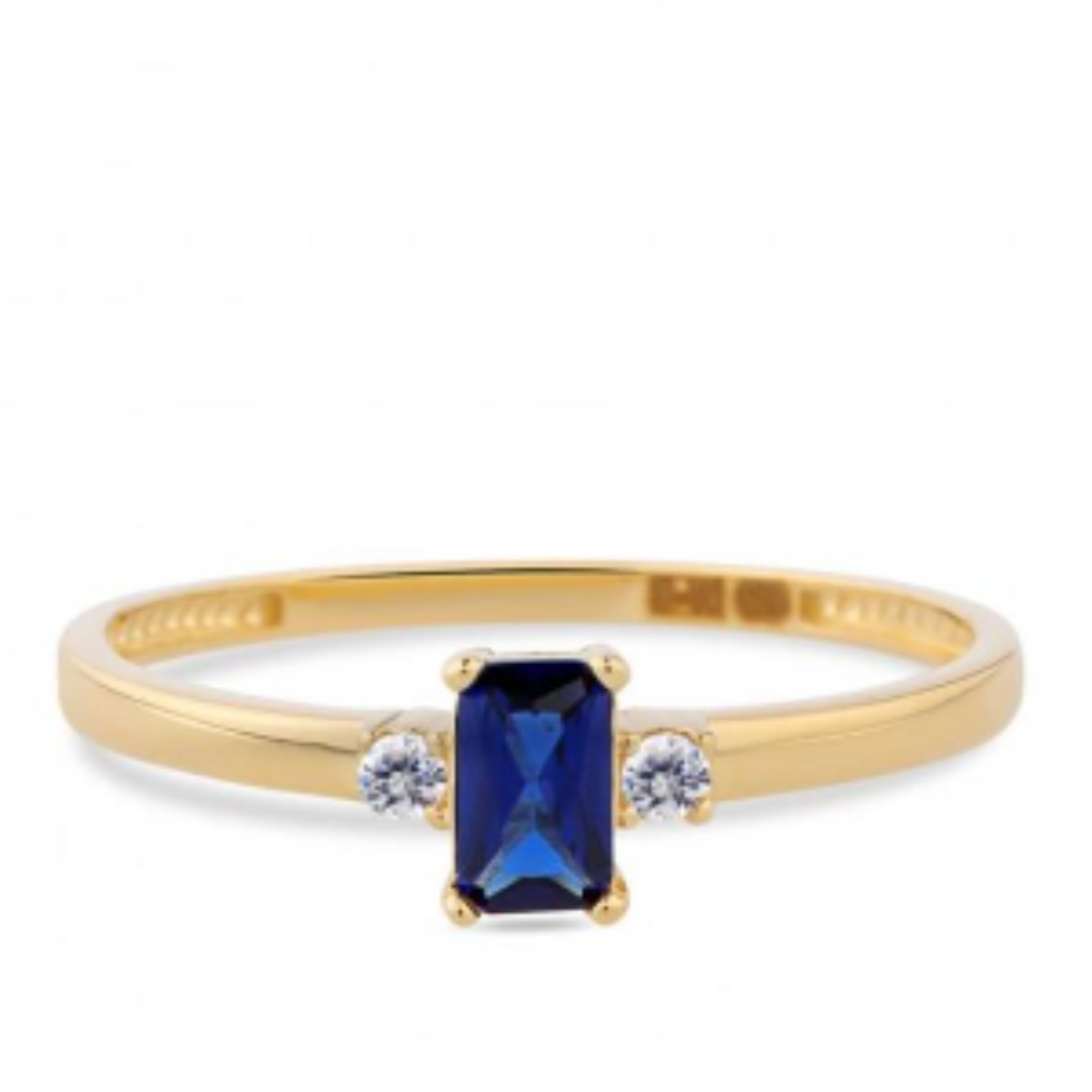 14 karaat gouden ring met een blauwe zirkonia 