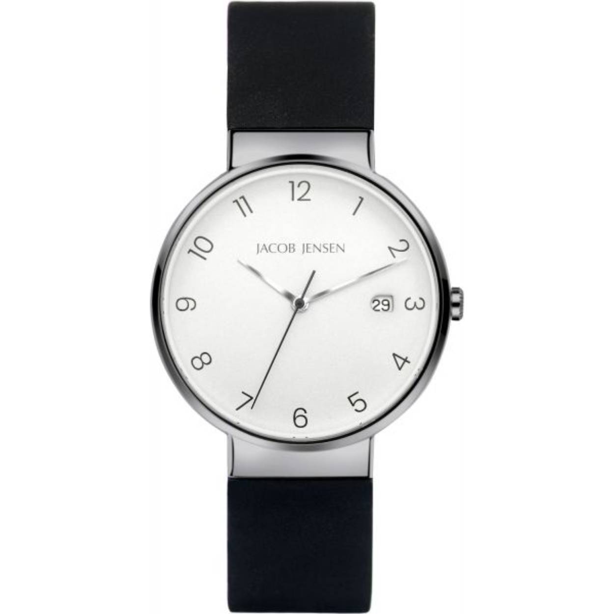 Jacob Jensen Timeless Nordic JJ182 | 37mm. A fantastic watch from the Jacob Jensen men's collection. The watch is made of skin-friendly products such as titanium and silicone. As a result, the watch is also extra light in weight. The reliable movement is protected by an ultra-strong sapphire glass that is also scratch-resistant. You will enjoy this watch for years to come.