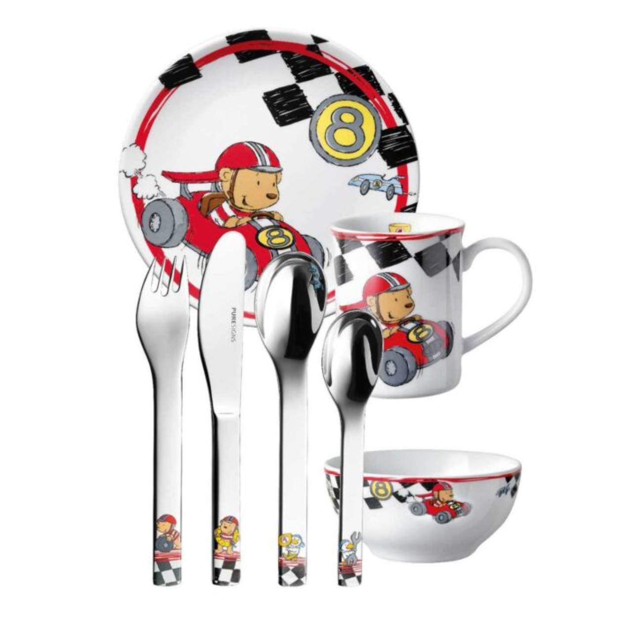 Op je plaatsen, maak je klaar ..... en laten we gaan. De fascinatie van auto's en snelheid, knutselen en schroeven inspireert alle kinderen. Met de kleine sterke racer dromen ze in de wereld van snelle races en rijden ze naar hun grote overwinning.