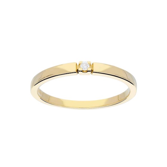 Geelgouden Ring Solitair diamant 1-0.02 G-SI