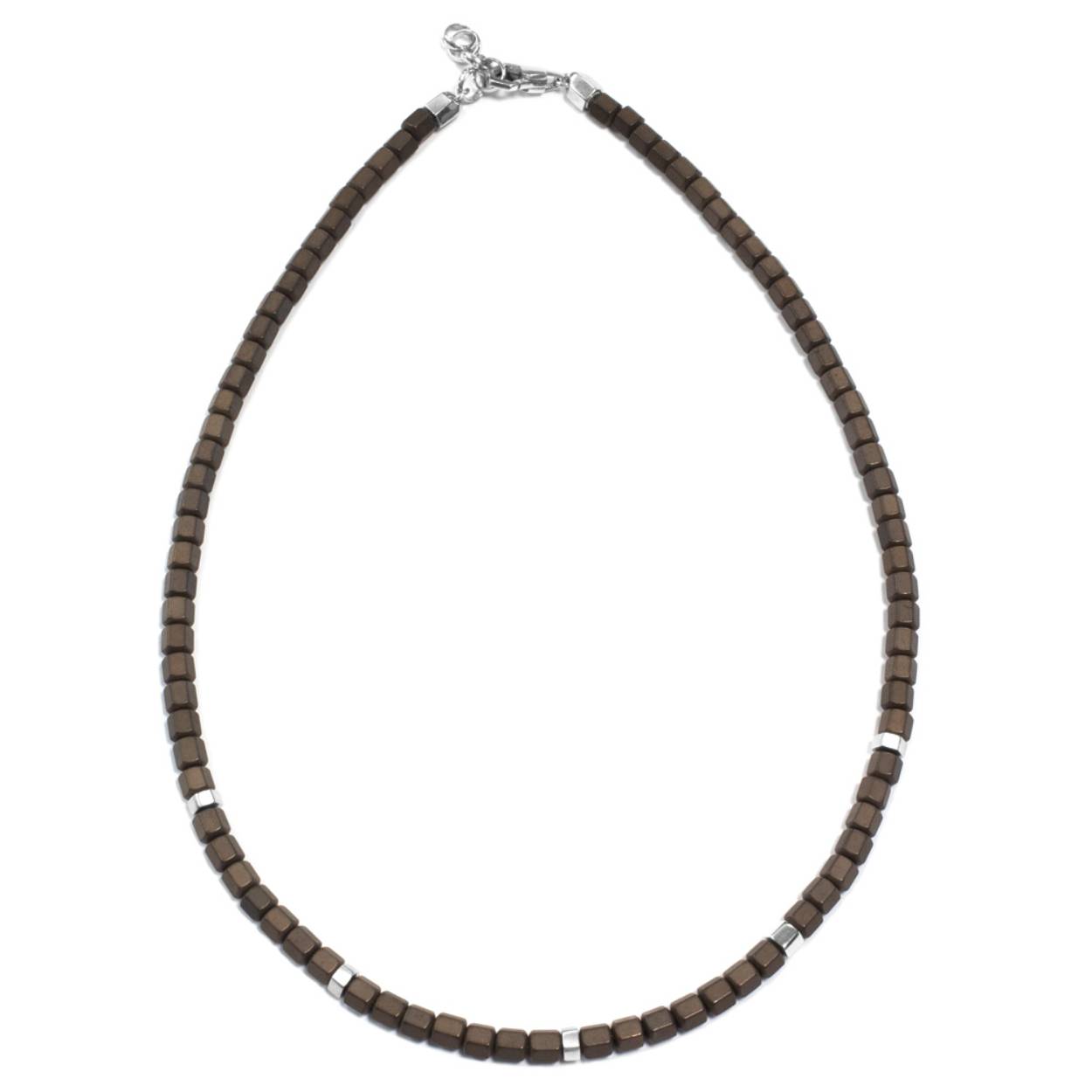 Borsari Gioielli collier zilver met hematiet 48-51 cm bruin