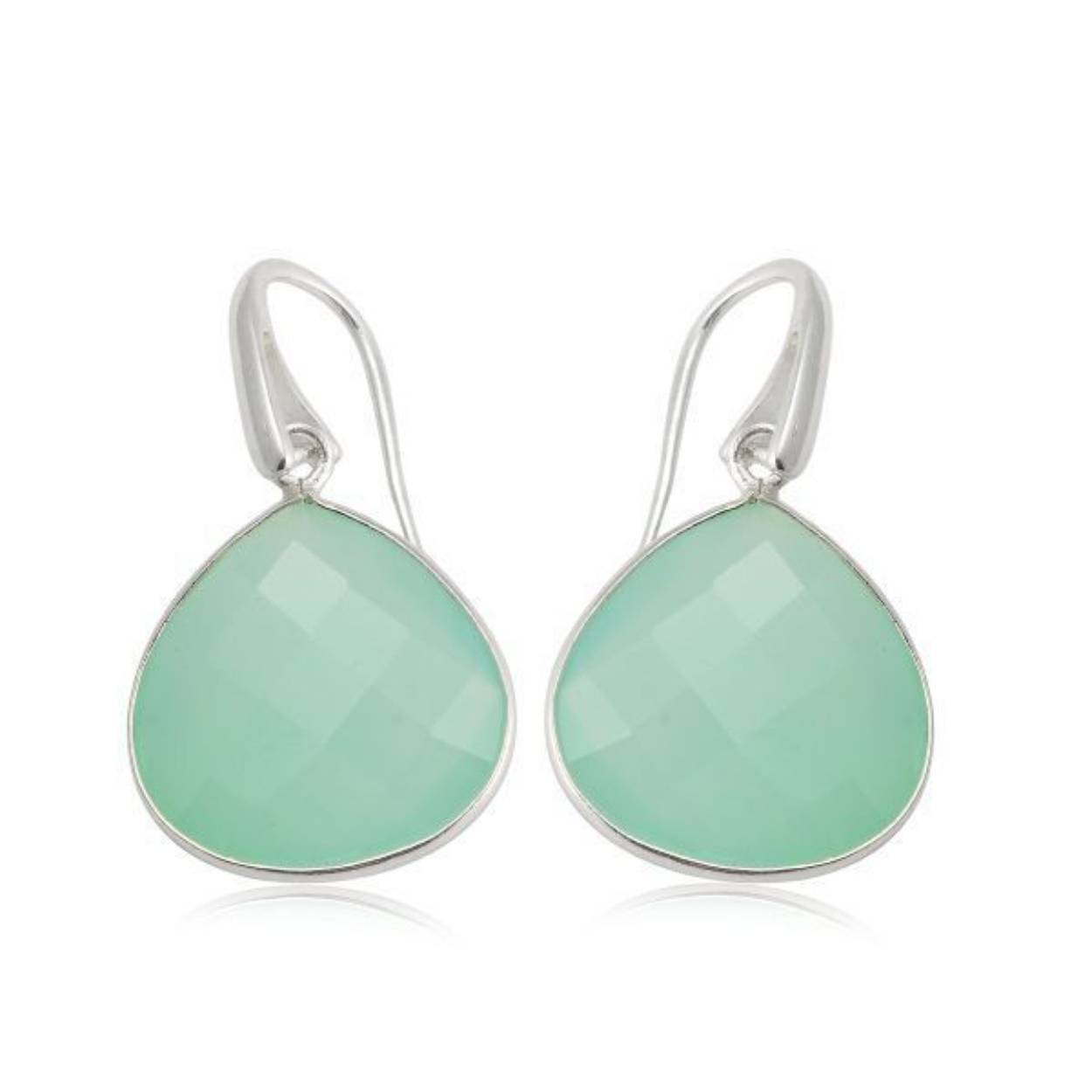 Zilveren oorhangers met Blauwe Chalcedoon edelsteen