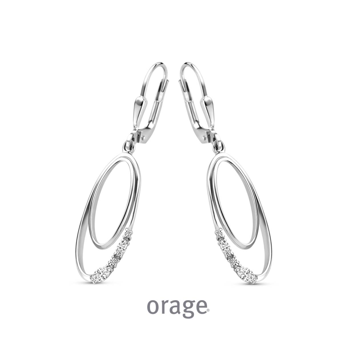 Zilveren oorhangers met zirkonia's van het merk Orage
Bijhorende ketting met hanger ook verkrijgbaar