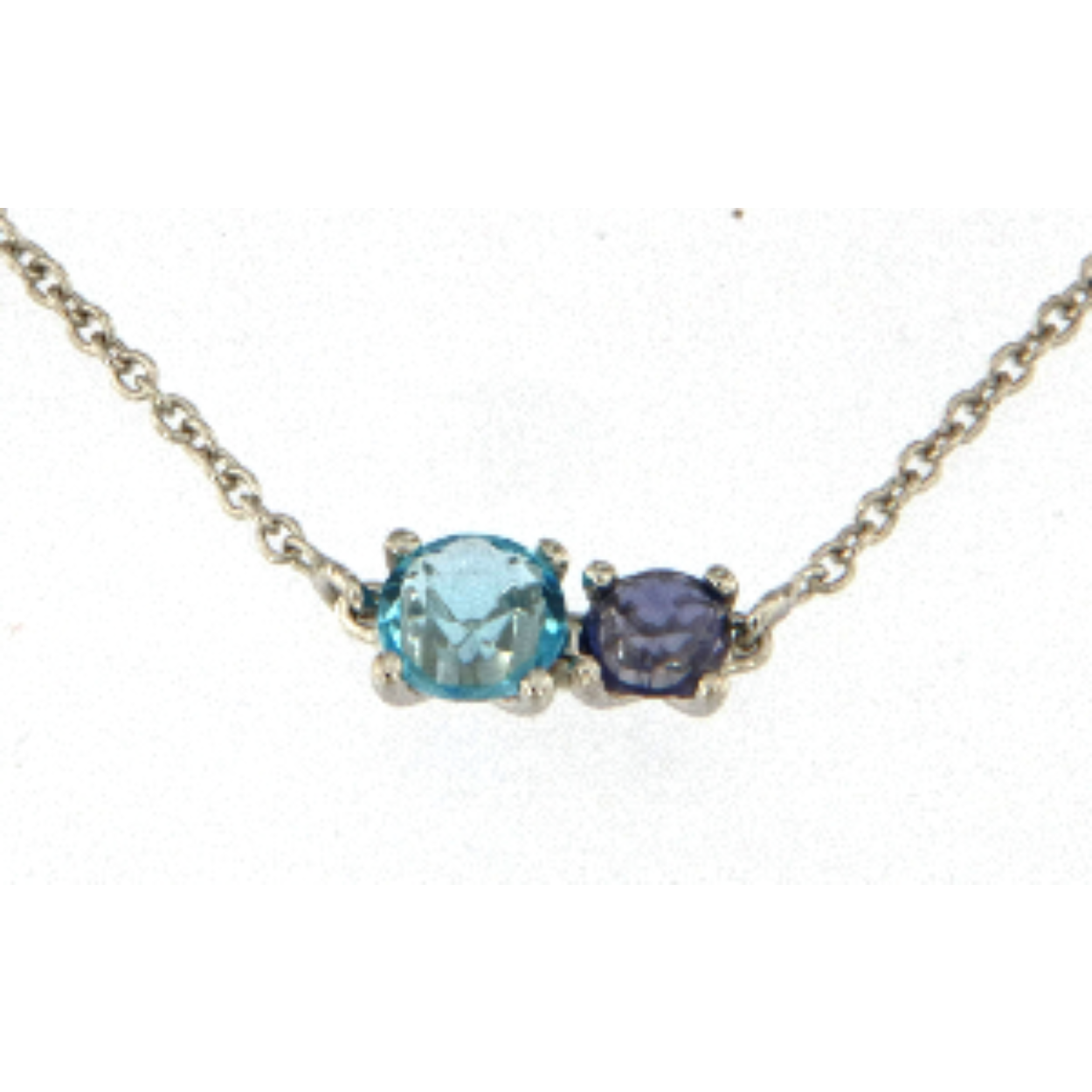 18 karaat WG ketting met iolite en swiss topaas