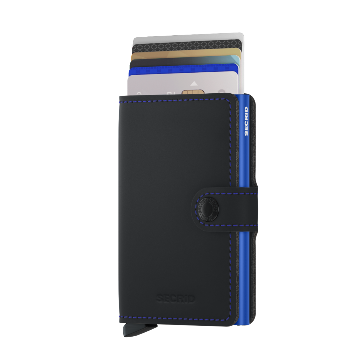 Met de Secrid cardprotector als basis, is de Miniwallet een compacte én veilige portemonnee. De portemonnee sluit af door middel van een drukknoopsluiting. De aluminium cardprotector in de Miniwallet beschermt uw belangrijkste passen optimaal, zowel tegen buigen, slijten en breken als tegen ongewenst uitlezen van RFID-kaarten (zoals de OV-chipkaart, ID-kaart, de nieuwste creditcards en bedrijfspasjes). De Secrid Miniwallet is geschikt voor 6 vlakke kaarten of 4 kaarten met verdikte letters. Naast zes kaarten in de cardprotector biedt het binnenwerk ruimte voor enkele kaarten, papiergeld, bonnetjes en visitekaartjes. De Secrid Miniwallet is een compacte portemonnee en vanwege de druksluiting gemakkelijk mee te nemen. Dankzij het unieke ontwerp schuiven de kaarten trapsgewijs naar buiten voor een eenvoudige selectie. De Secrid Miniwallet wordt geleverd in een mooie verpakking en daardoor ook zeer geschikt als uniek cadeau. Matte variant: gecorrigeerd leer en hierdoor gemakkelijk te onderhouden. - Vervaardigd uit echt Europees leer - Sluit af met een drukknoopsluiting - Protector gemaakt van massief aluminium - Formaat slechts 21 mm dik - Ruimte voor 6 vlakke kaarten of 4 kaarten met verdikte letters (bepaalde creditcards) - Extra ruimte voor briefgeld, visitekaartjes, garantiebonnen of 4 extra passen - Geschikt voor enkele munten - Beschermt kaarten tegen buigen, slijten, breken en ongewenst uitlezen (skimmen) - Met één druk op de knop schuiven de kaarten trapsgewijs naar buiten 2 jaar garantie