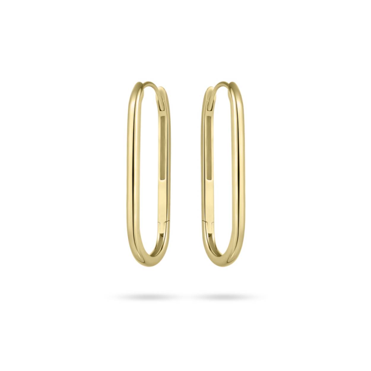 14k gouden ovale oorringen met een scharniersluiting.