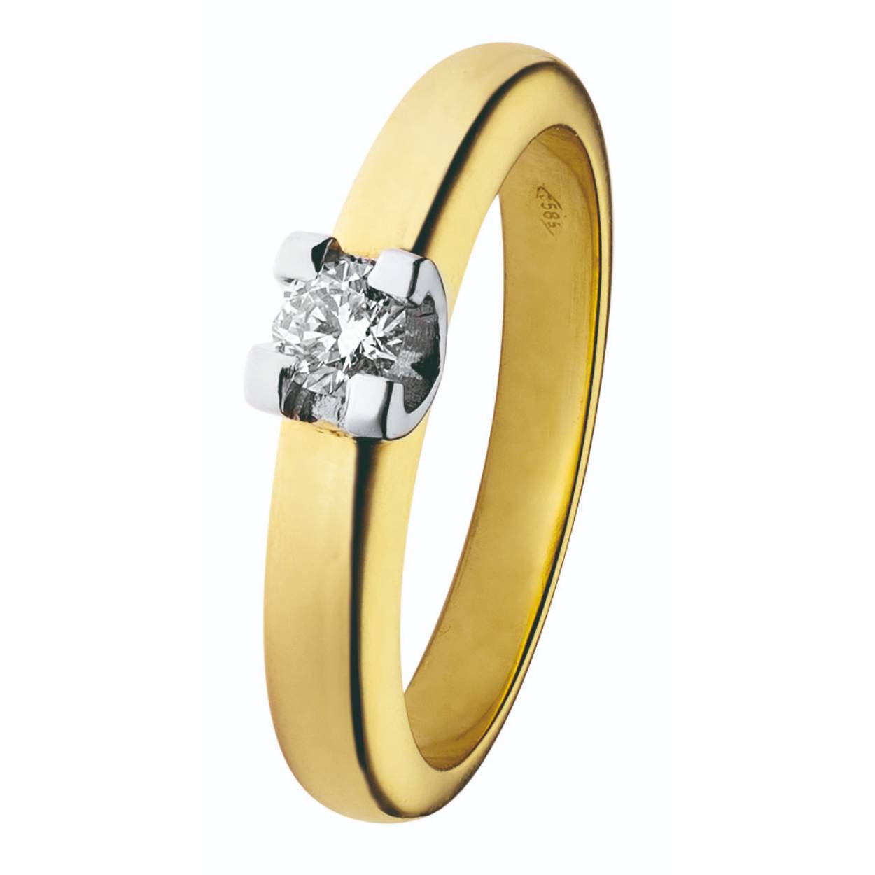 14krt bicolor damesring met 0.07 crt briljant ELITE7GVVS