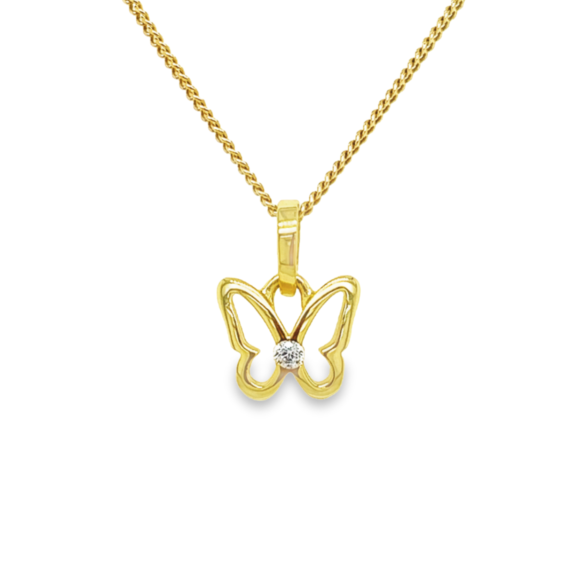 Deze geel gouden hanger is ontzettend leuk! Een vlinder is een prachtig dier, en deze hanger is ook prachtig. De hanger is erg stevig gemaakt en het briljant geslepen zirkonia steentje in het midden van de vlinder maakt deze hanger erg uniek.

Note: het kettinkje hoort niet bij de hanger, deze is enkel gebruikt voor de foto.