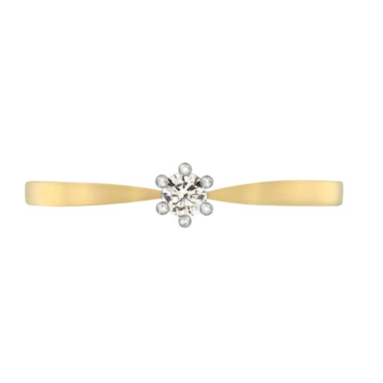 14krt Goud Geel/Wit Solitairring Aller Spanninga 1x0.07crt Model 12110GW-1X007-54