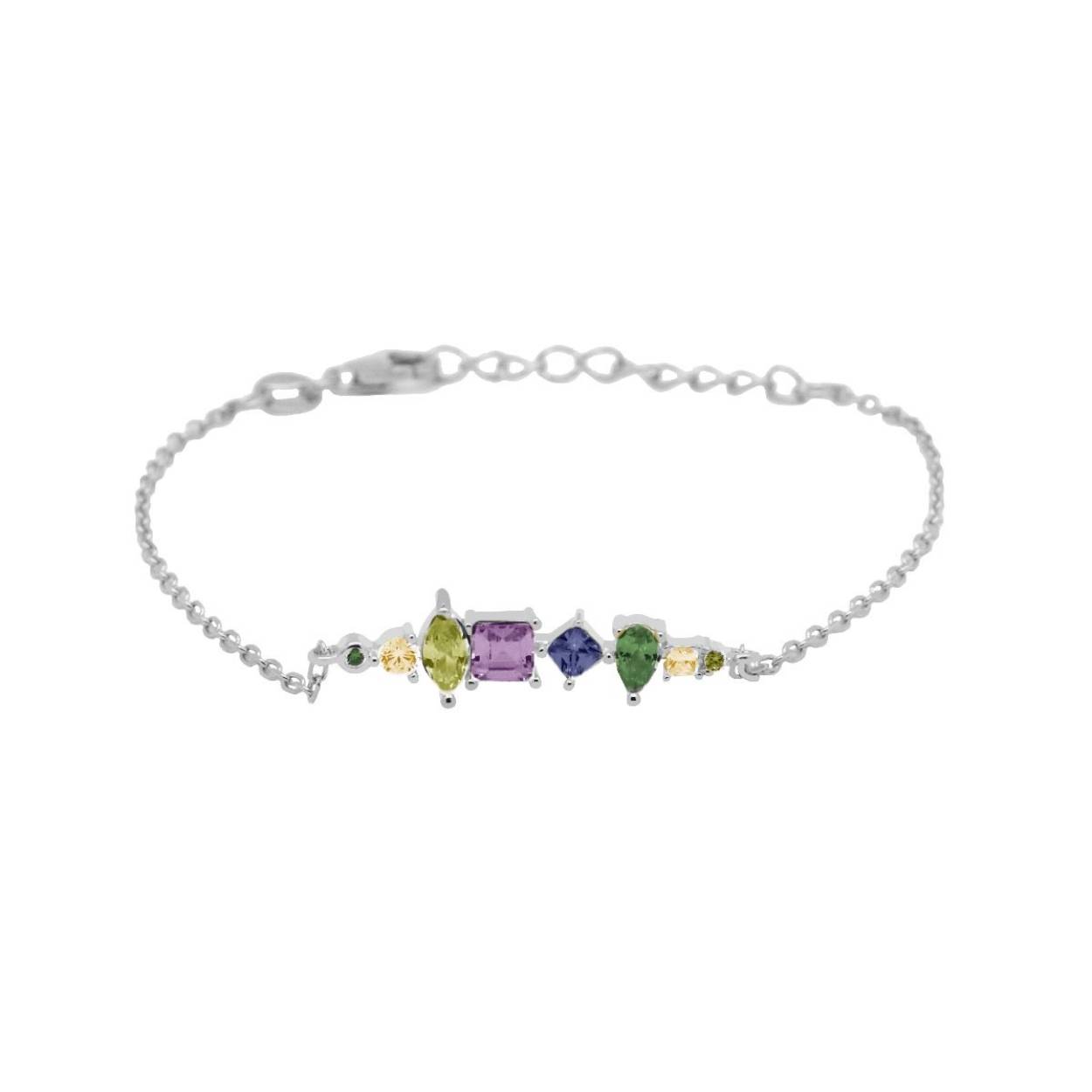 Karma zilveren armband met kleurstenen