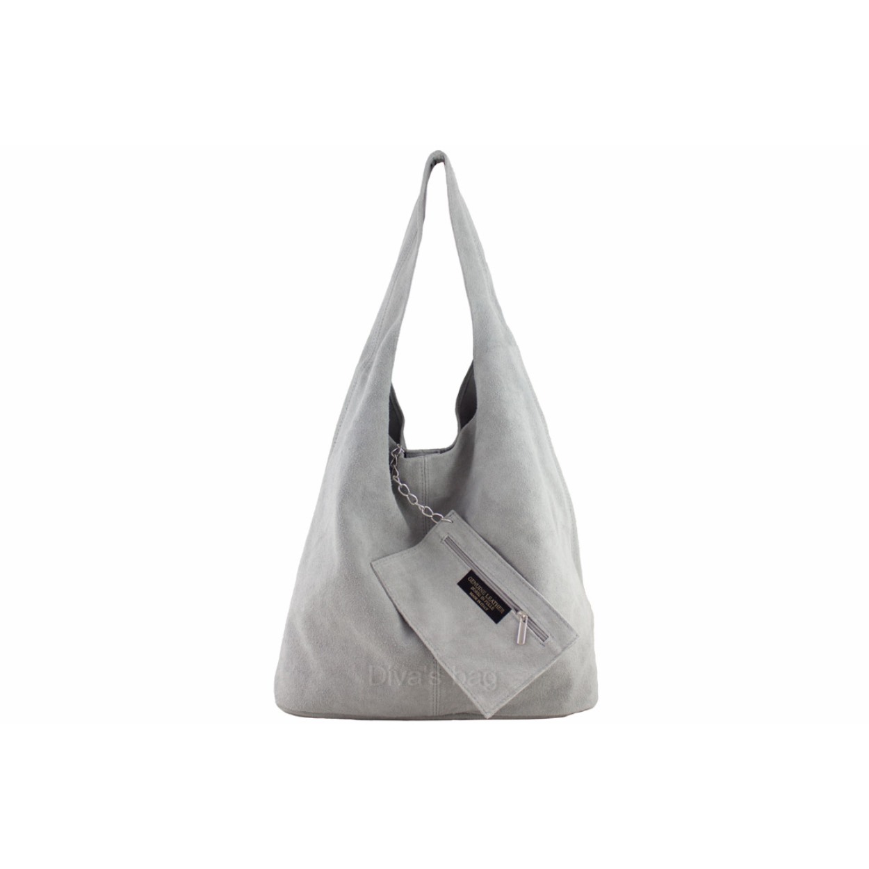 Echte lederen shopper van Suede
niet gevoerd

Afmetingen:
Hoogte 60cm x breed 35cm x diep 17cm