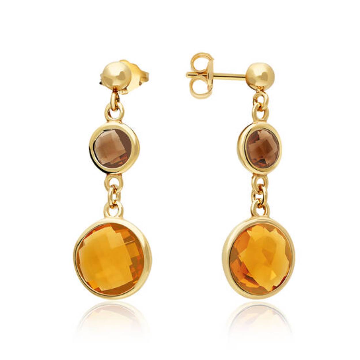 GLOW - 106.8610.00 - Oorstekers - Zilver - Citrien Rookkwarts