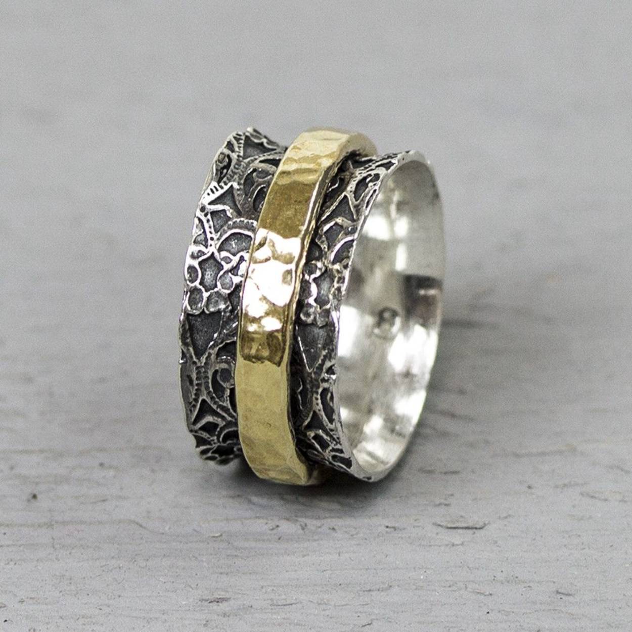 Ring zilver oxy+ goldfilled mt 57