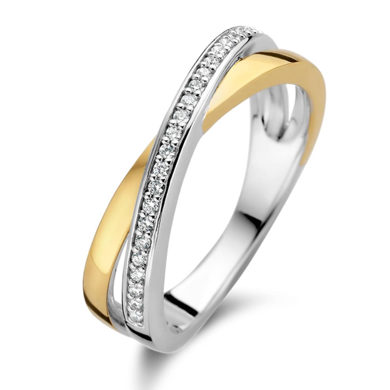 zilveren ring overslag/GP+ zirconias maat 54