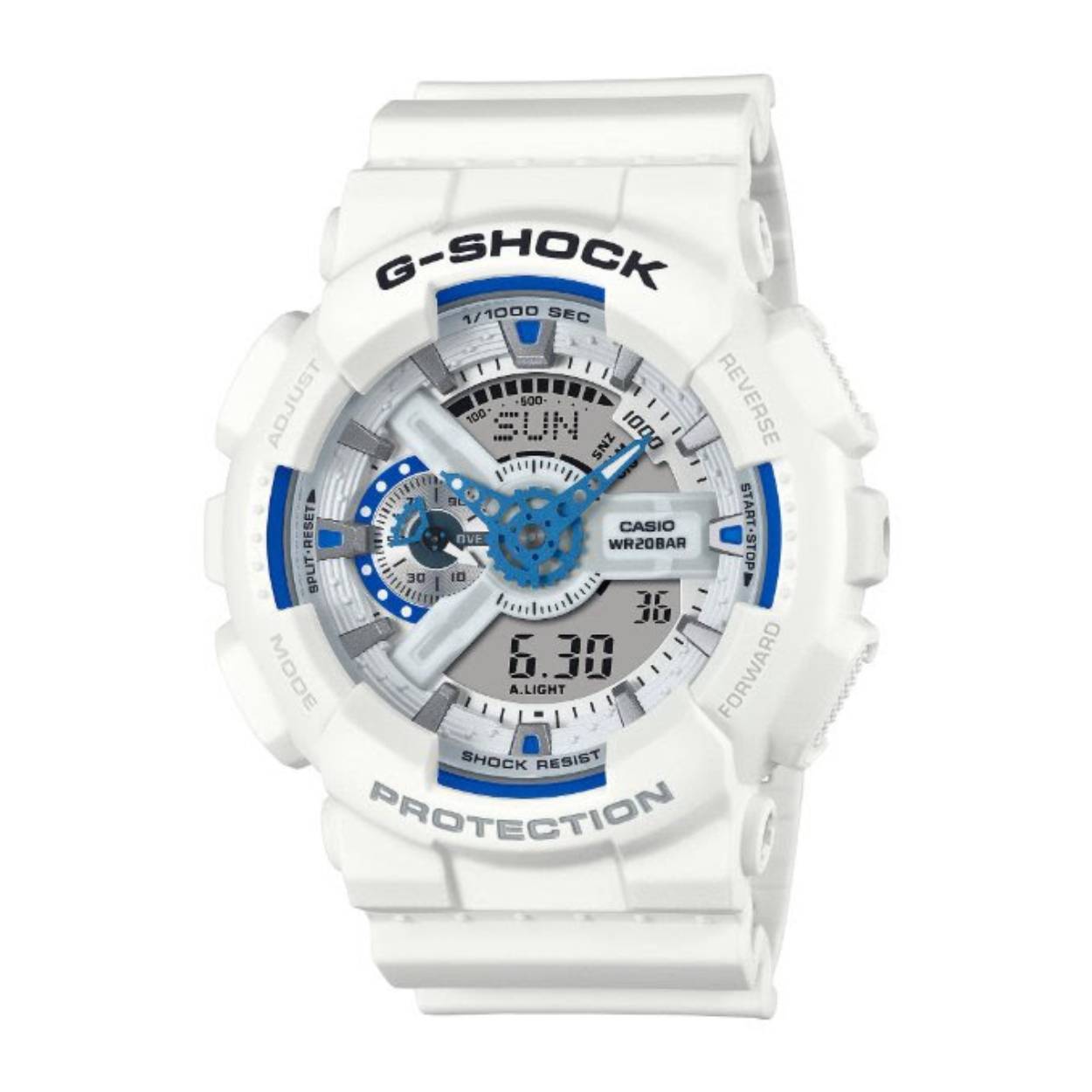 Casio G-Shock wit met blauwe accenten