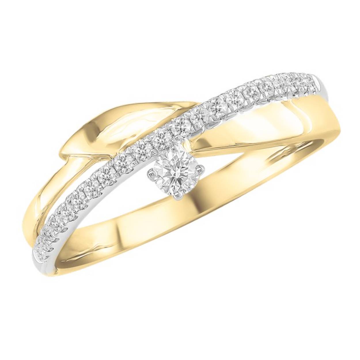 Ring geel goud 18kt met diamanten.