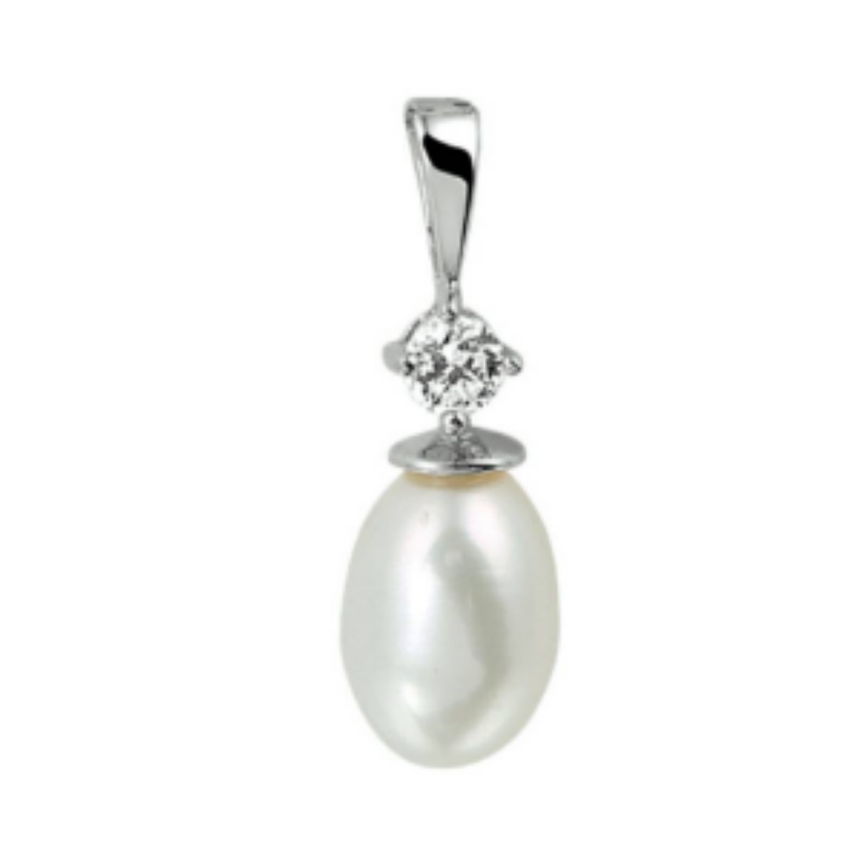 Zilveren hanger parel zirkonia