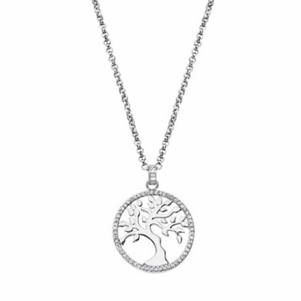 Zilveren hanger met ketting levensboom zirc