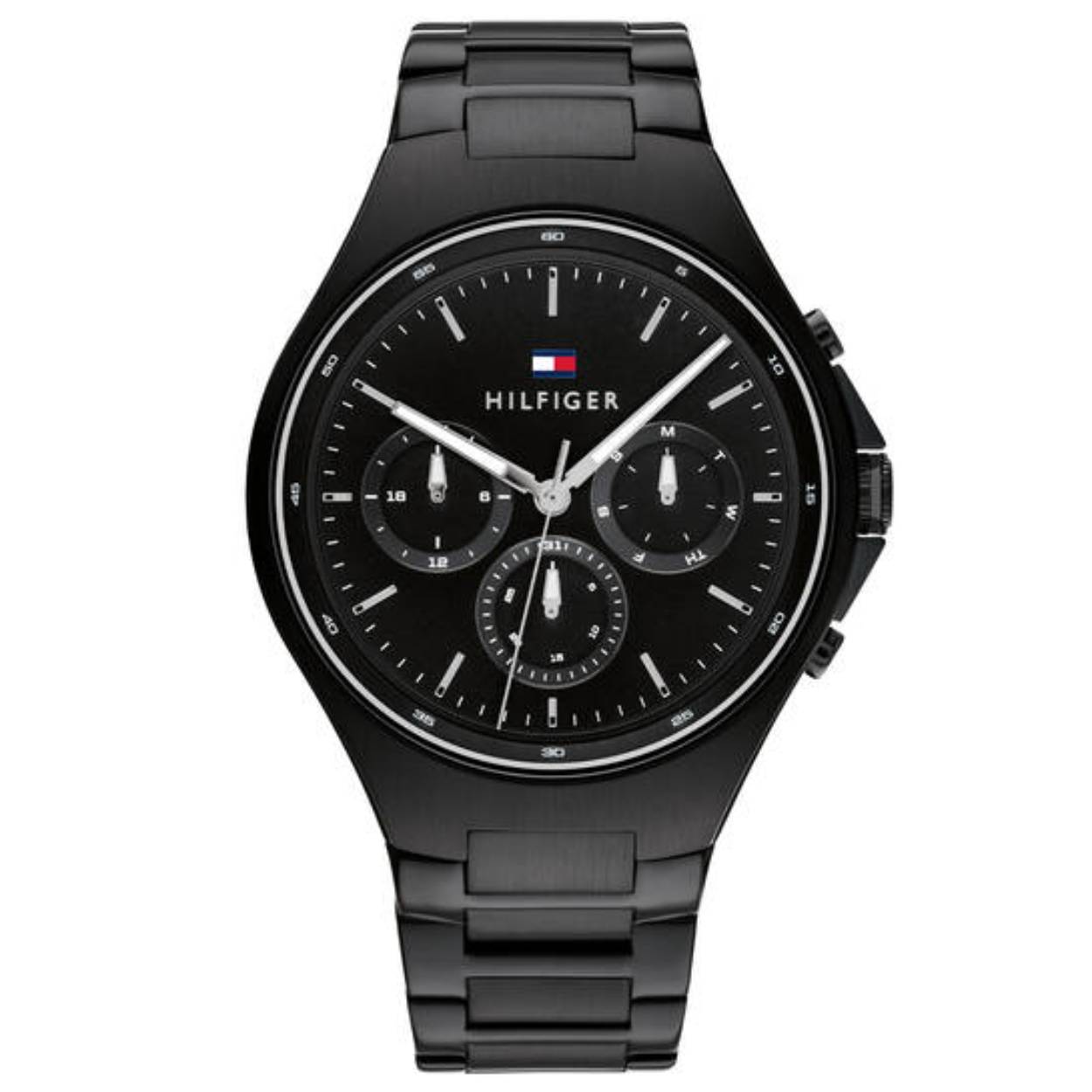 Tommy Hilfiger TH1792055 Horloge Heren Staal Zwart 44mm
Dit specifieke horloge van Tommy Hilfiger met artikelnr: TH1792055 is een strak minimalistisch herenhorloge die zeker in je collectie past. Het stalen herenhorloge heeft een ronde zwarte kast met een fijne witte bezel en een zwarte dimensionale wijzerplaat met dag,- datum,- en 24-uurs aanduiding. Geïntegreerd aan de kast zit een zwarte stalen schakel band met een vouwsluiting. De band is op lengte verstelbaar. Het horloge heeft een mineraalglas, een doorsnee van 44mm en is 5 ATM.  

Het merk:
Sinds de lancering van het merk in 1985 is Tommy Hilfiger wereldwijd bekend geworden als pionier van de klassieke Amerikaanse coole stijl. Geïnspireerd door de iconische popcultuur en het Amerikaanse erfgoed. De dames en herencollectie van dit seizoen bestaan uit minimalistische silhouetten en rustieke lederen details. De herenhorlogecollectie biedt iconische uurwerken met roestvrijstalen, lederen en siliconen banden.

Specificaties:
- Mineraalglas
- Ronde kast 44mm
- Zwarte horlogekast
- Zwarte wijzerplaat
- Zwarte schakel band 
- 5 ATM