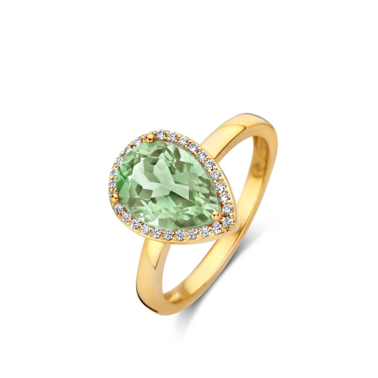 Ring One More goud 18kt met diamanten en prasioliet of groene amethyst