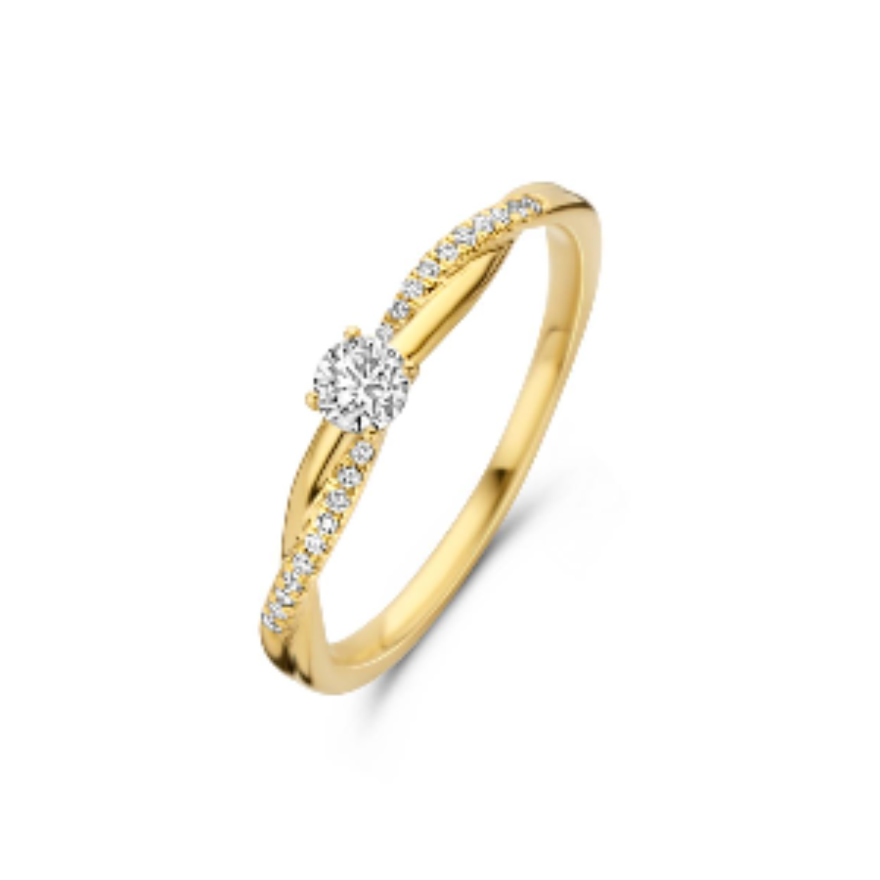 Ring geel goud 18kt met diamanten.