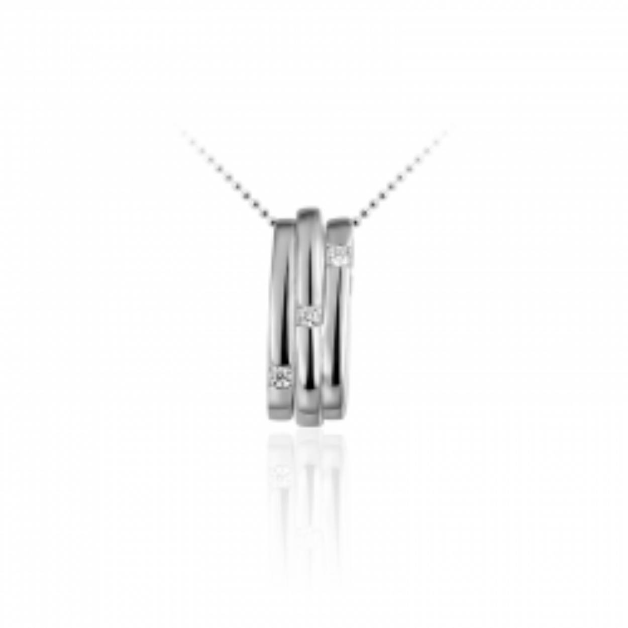 Zilver gerhodineerde hanger met zirkonia's. Hanger is excl collier.