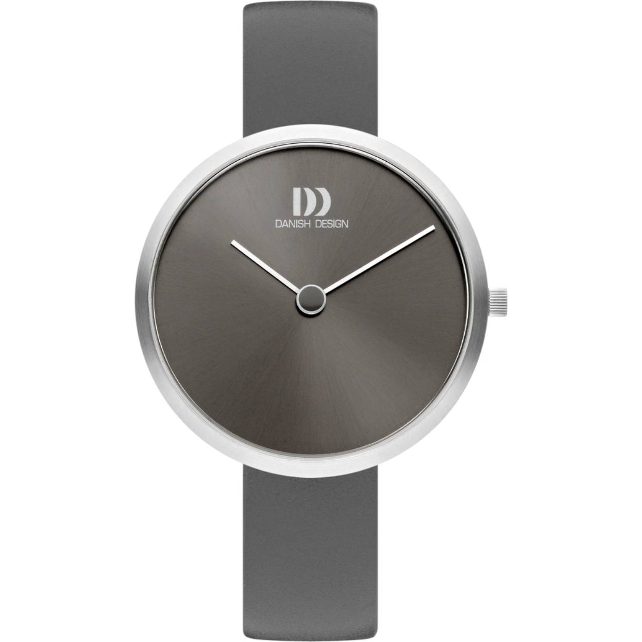 Danish Design horloge model 'Centro' 
edelstaal met grijze lederen band