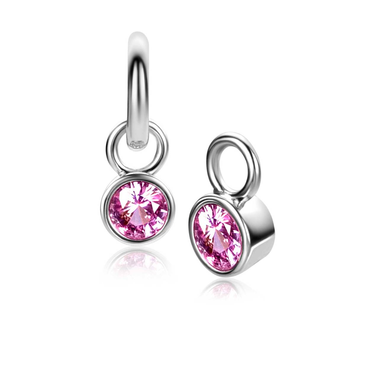 BIRTHSTONE zilveren oorbedels OKTOBER, staan symbool voor iemand die in de maand oktober is geboren. In oktober is de geboortesteen 'roze rozenkwarts zirconia'. Iedere geboortesteen heeft haar eigen betekenis. Hang ze sierlijk aan je zilveren Zinzi oorringen. De oorringen zijn niet bij de prijs inbegrepen. Vervaardigd van eerste gehalte zilver (925) en voorzien van een extra rodiumlaag voor een langdurige glans.