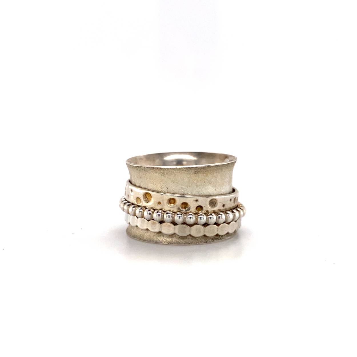 Zilveren spinnerring met 3 bewegende ringen
